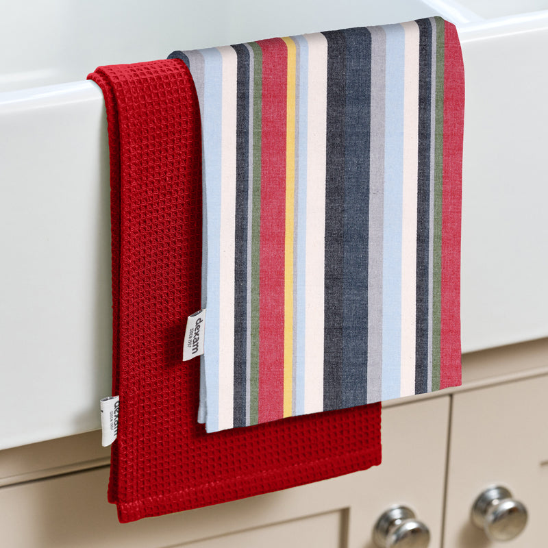 Recycled Cotton Tea Towels - Set of 2 - Red