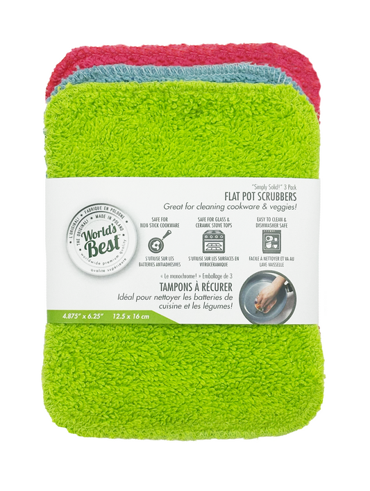 FLAT Pot Scrubbers - 3 Pack - Solid Colours